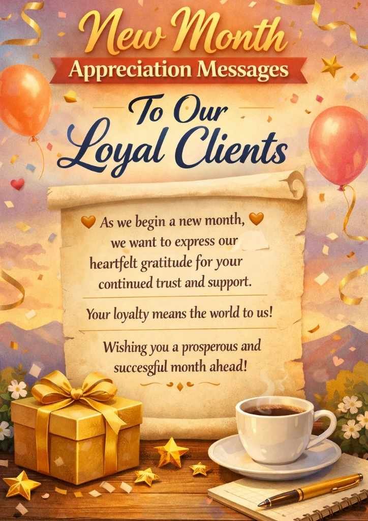 New Month Appreciation Messages To Loyal Clients