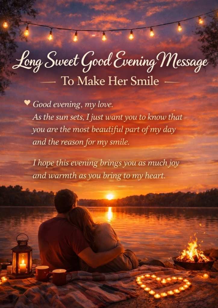 Long Sweet Good Evening Message To Make Her Smile
